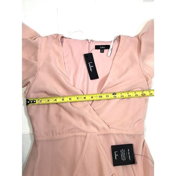 Lulu's Pink Dress Blush Ruffled Chiffon Romantic Medium Sweet Like You NEW - Picture 12 of 16